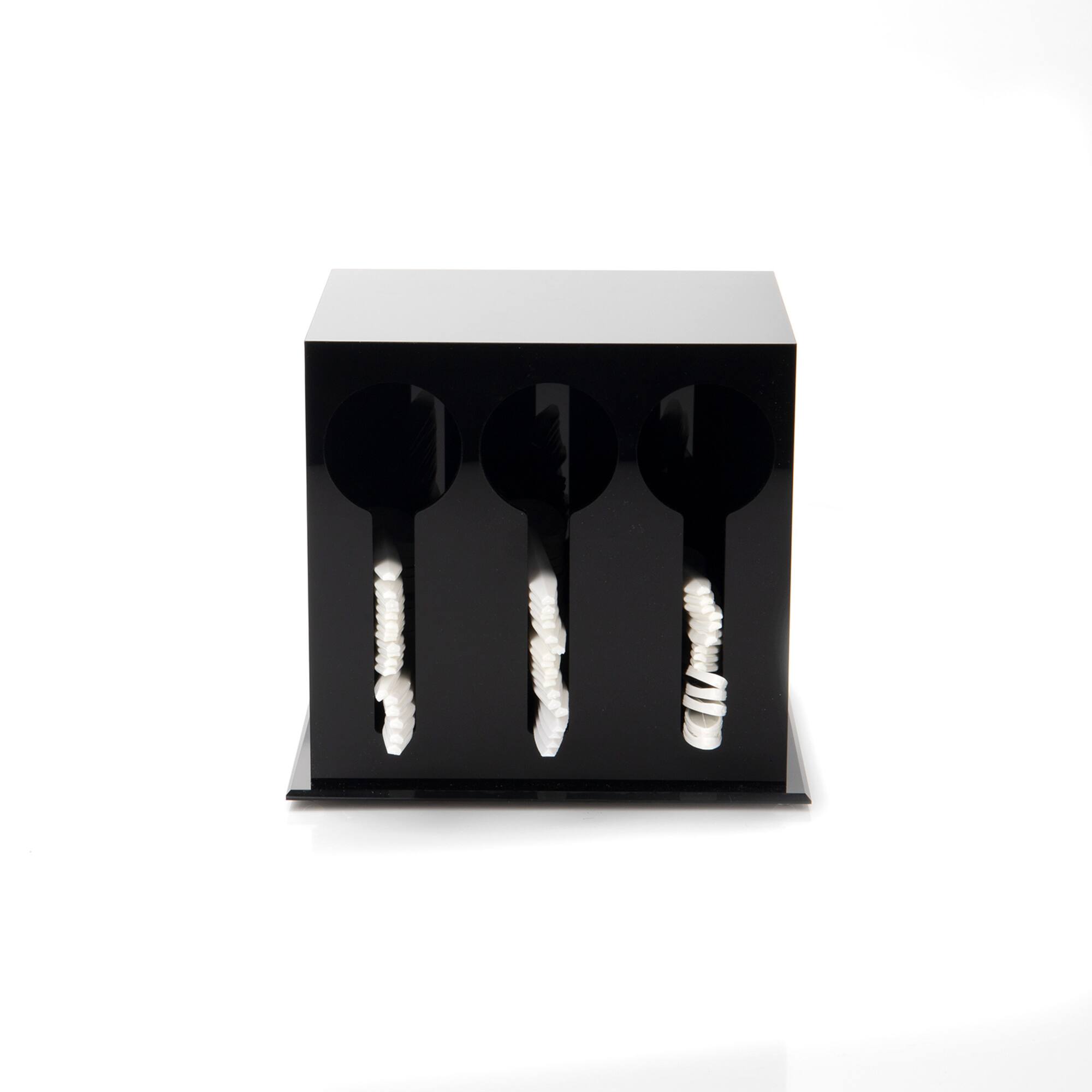 Mind Reader Black 3 Compartment Plastic Utensil Dispenser & Cutlery Organizer